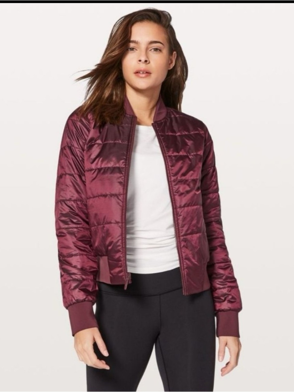 Lululemon non-stop reversible‎ bomber jacket 6 redwood/merlot